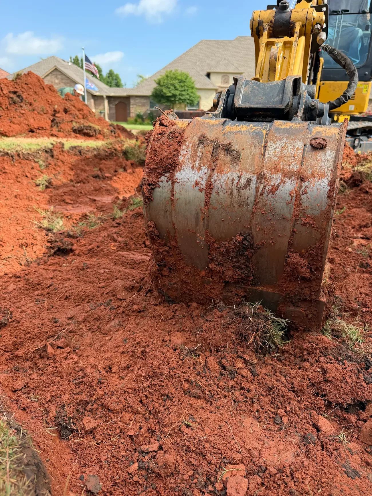 Excavating for a basketball cort
