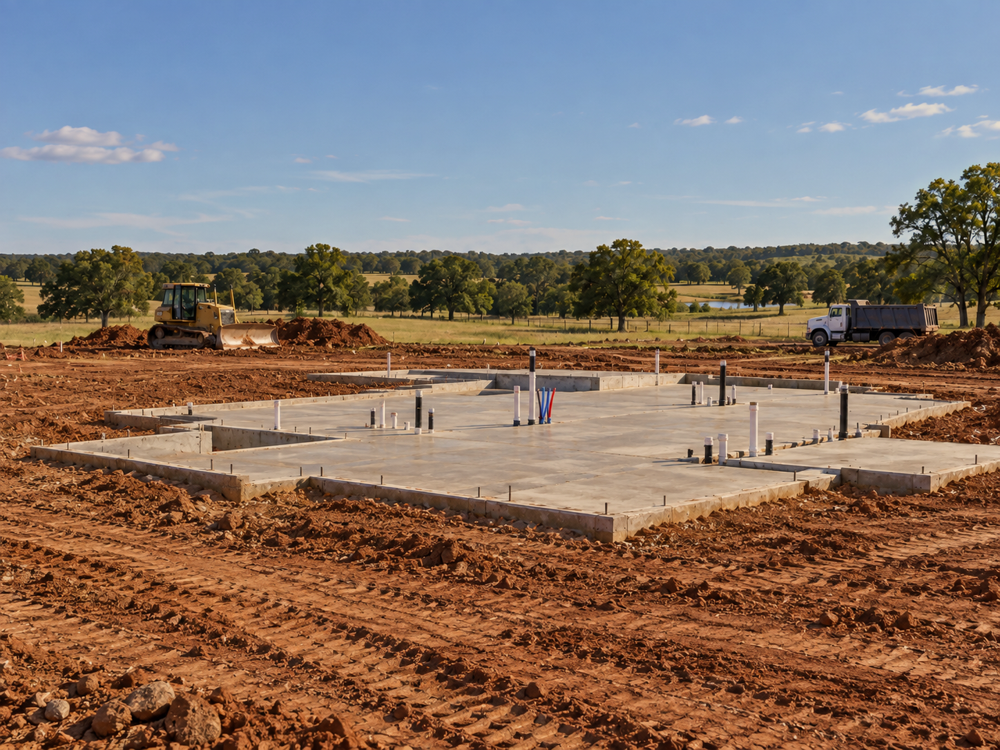 Concrete foundation for a home in Oklahoma completed by Seitz Earthworks.