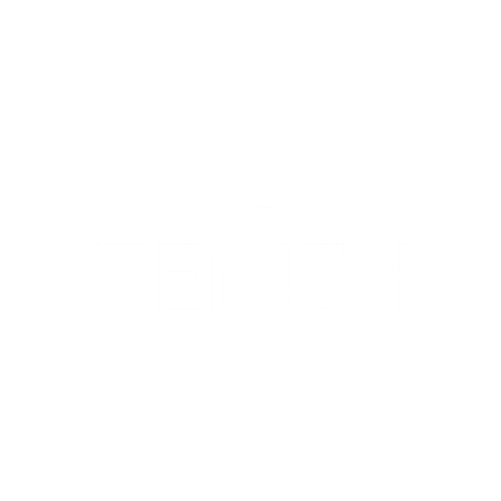 Black background with white text reading "ZENITH" and a white star above the letter "I" in the word.