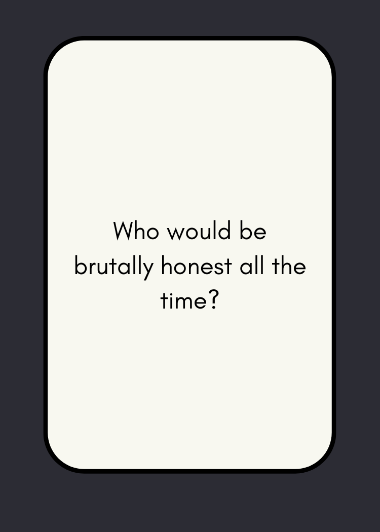 A smartphone screen displaying the text 'Who would be brutally honest all the time?'