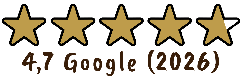 Google Review perusteinen arvosteluasteikko, jonka keskiarvo 4.7, vuosi 2026. Kahvila Glims Café