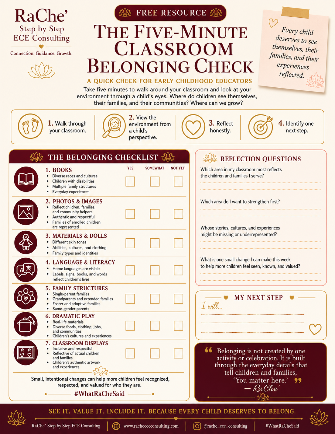 Preview of the Five-Minute Classroom Belonging Check for early childhood educators