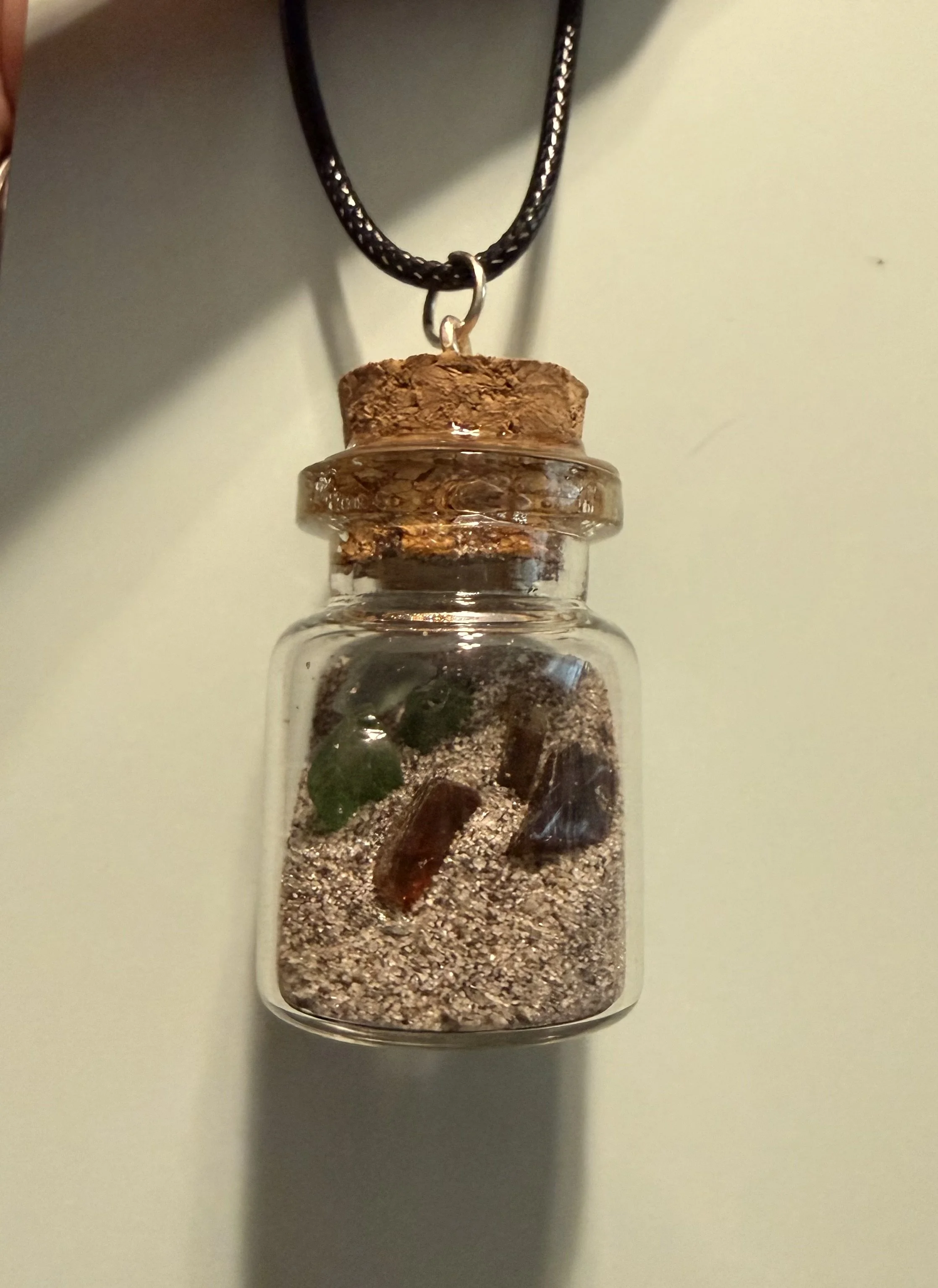 Real Sea Glass in Sand Bottle Necklace