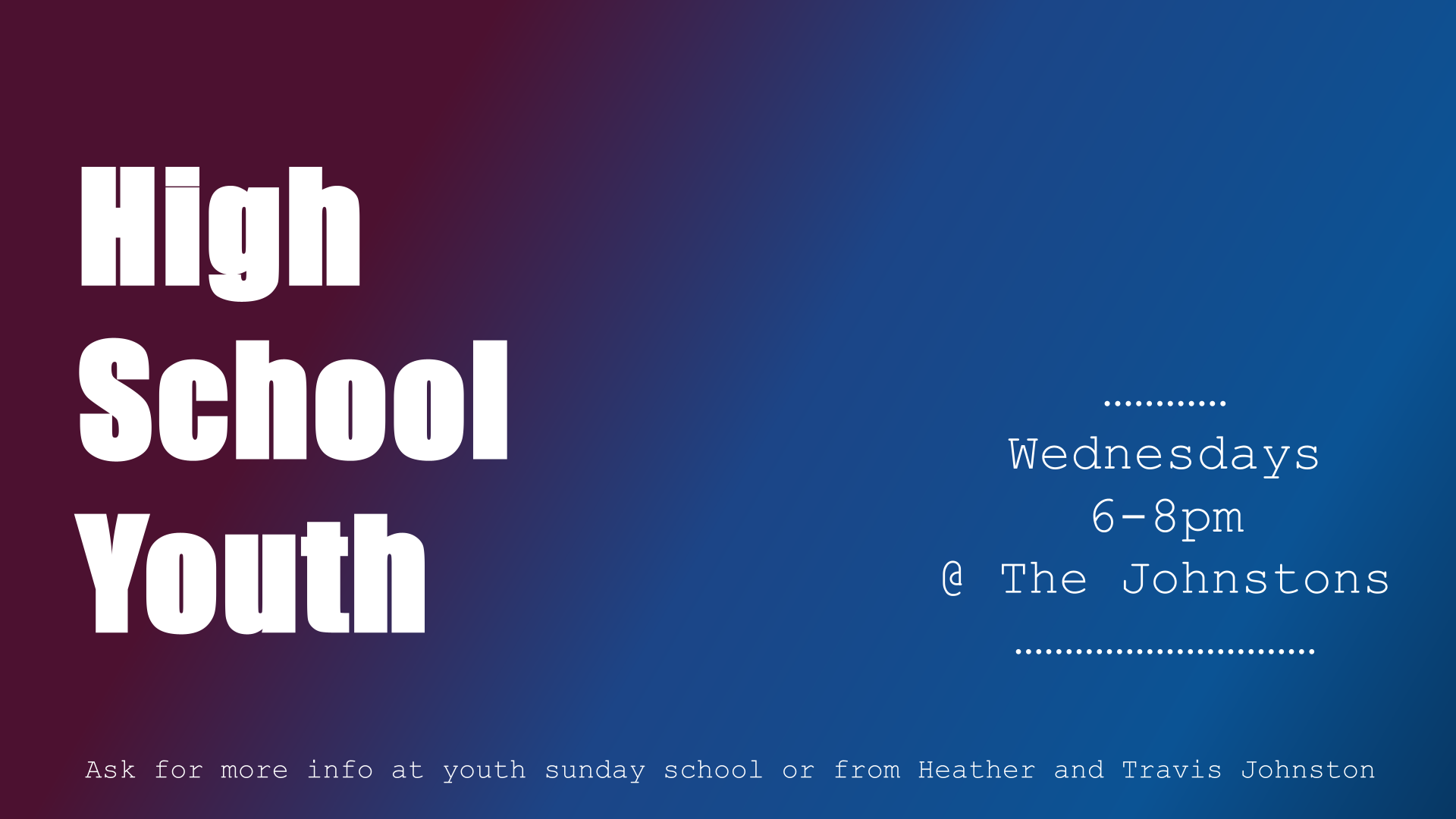 Weekly Youth Night