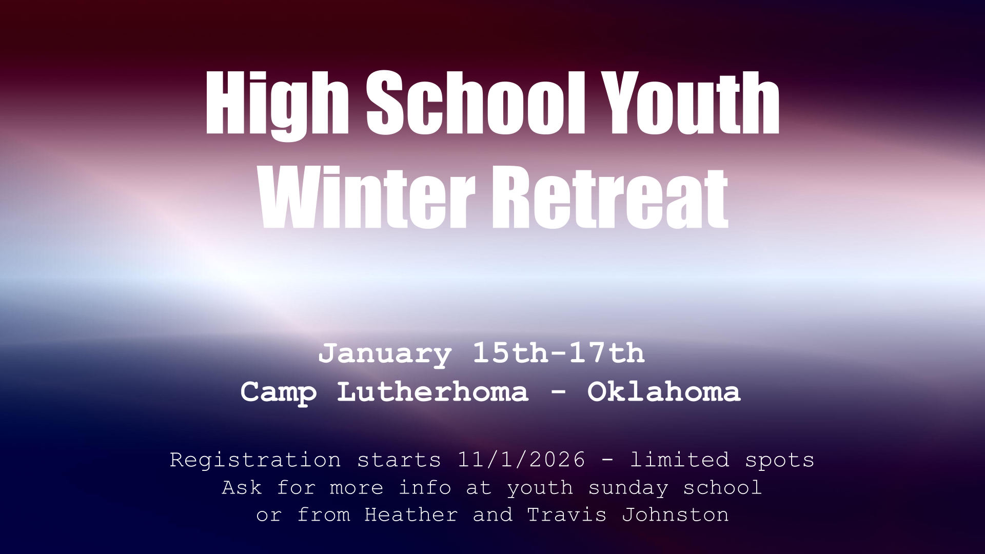 High School Youth Winter Retreat