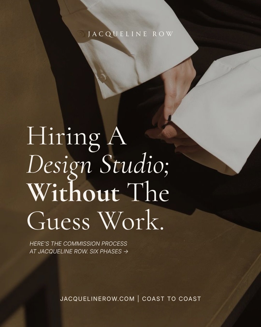 The hardest part of hiring a designer is not knowing what happens after you say yes.

So here it is. Six phases: Inquiry, Survey, Concept, Development, Sourcing, Installation.

Inquiry is where the commission is confirmed &mdash; agreement signed, re