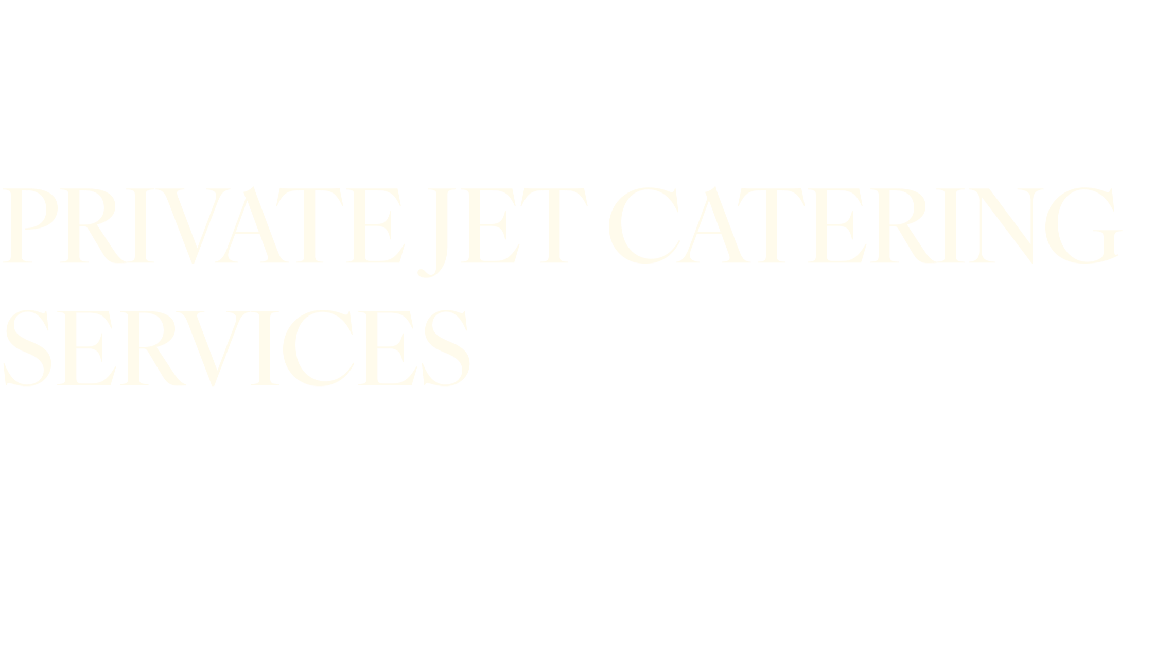 Black background with large white text that says "PRIVATE JET CATERING SERVICES".