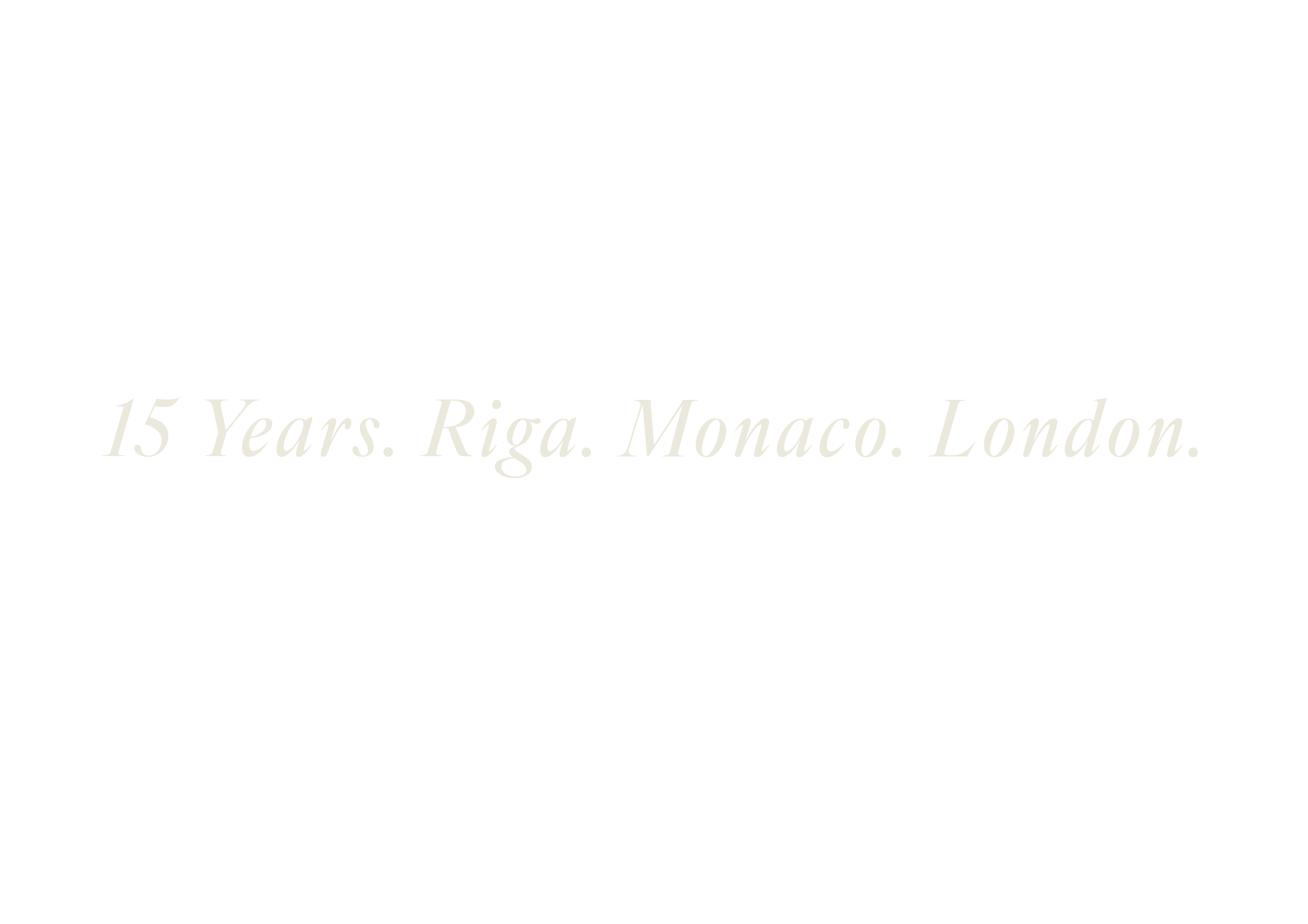 Logo celebrating 15 years of City of Riga, Monaco, London.