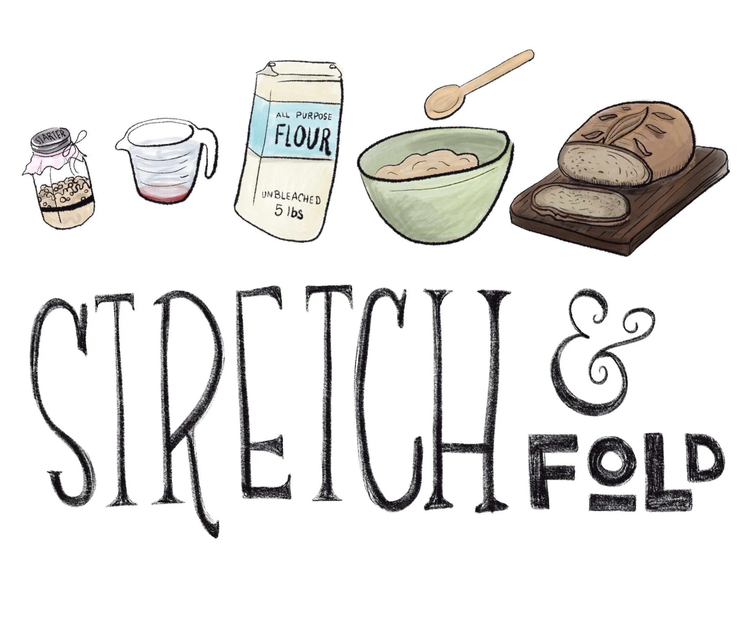 Getting ready to start a line of tea towels and going to start with this fun one. STRETCH &amp; FOLD. #iykyk #sourdough