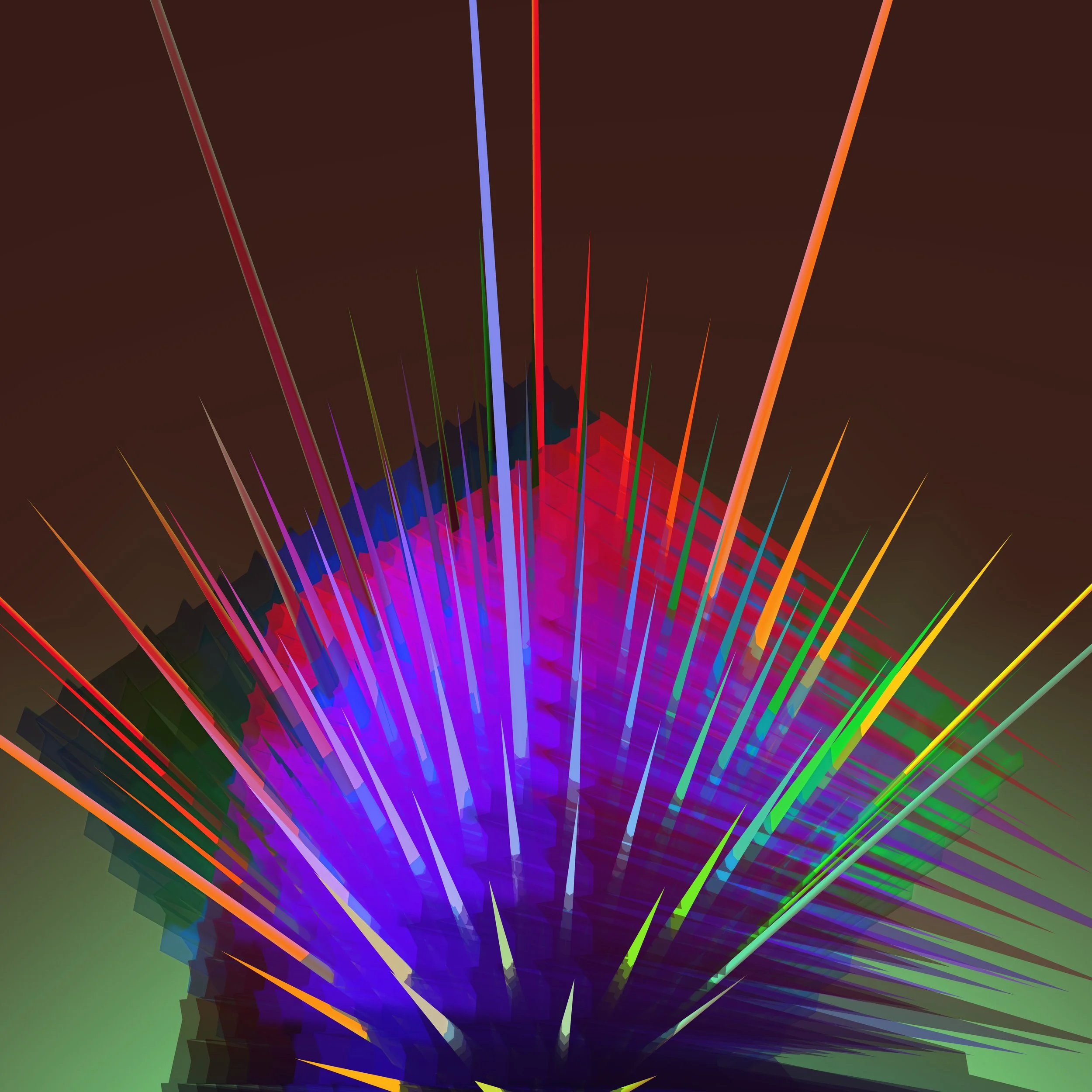 Pincushion by Janine Bruttin, a still image from an immersive digital installation featuring vibrant color, movement, and dynamic spatial form.