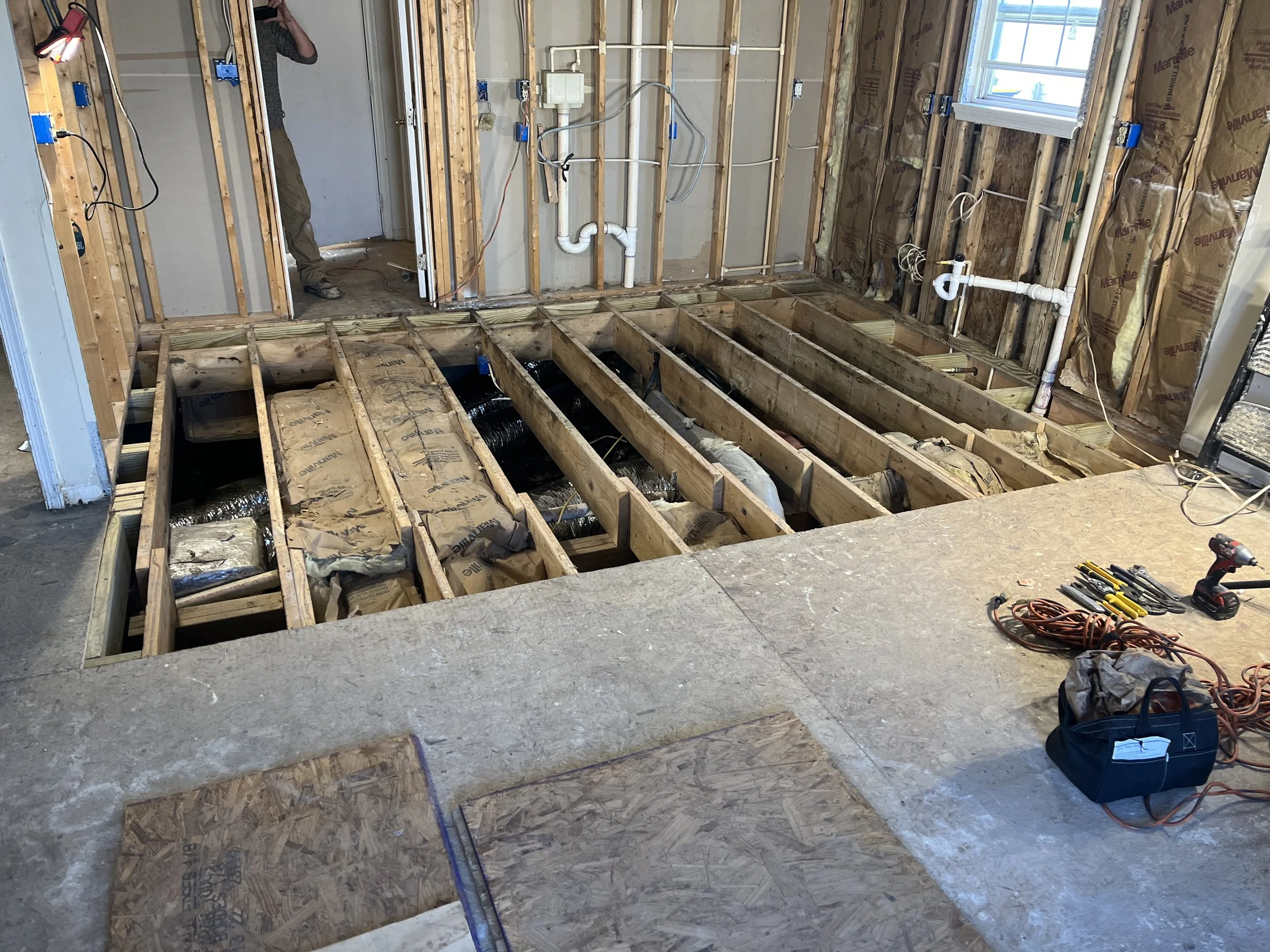 Joist repair & subflooring install