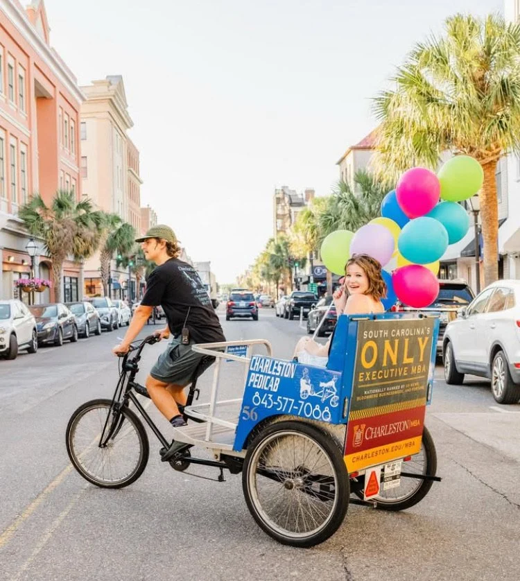charleston pedicab ride through downtown charleston