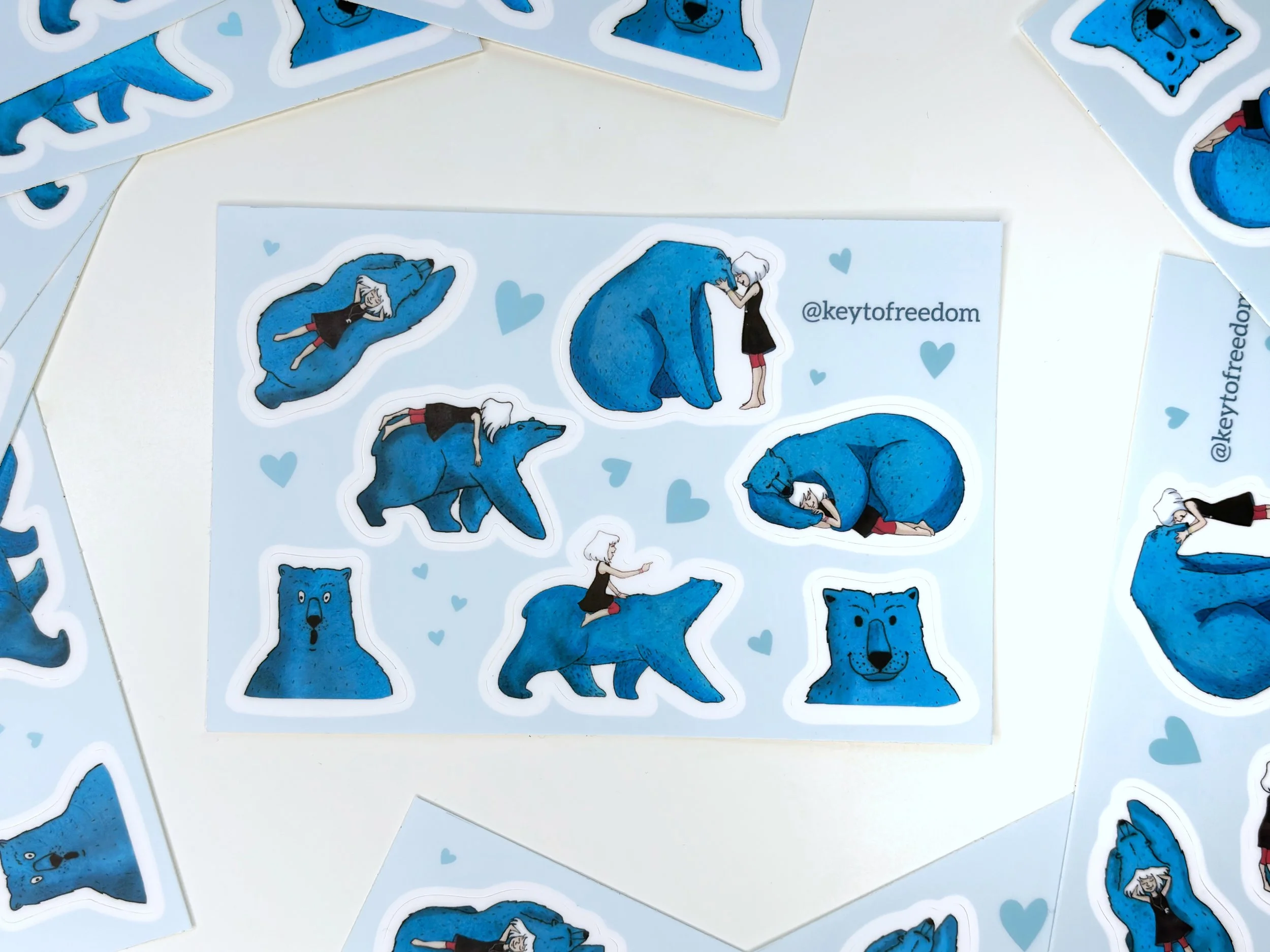 Blue Bear and the Girl Sticker Sheet