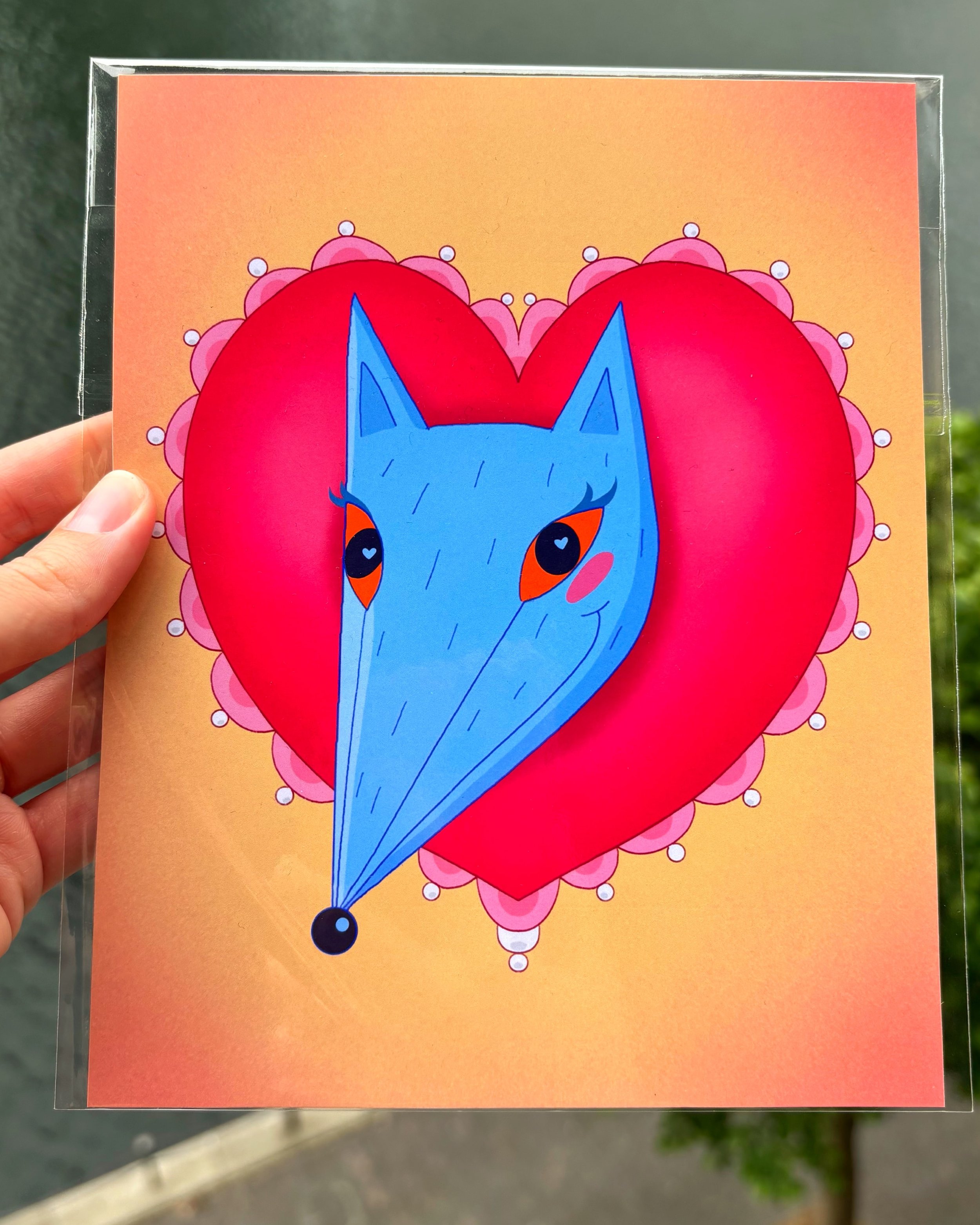 Heart Wolf Print