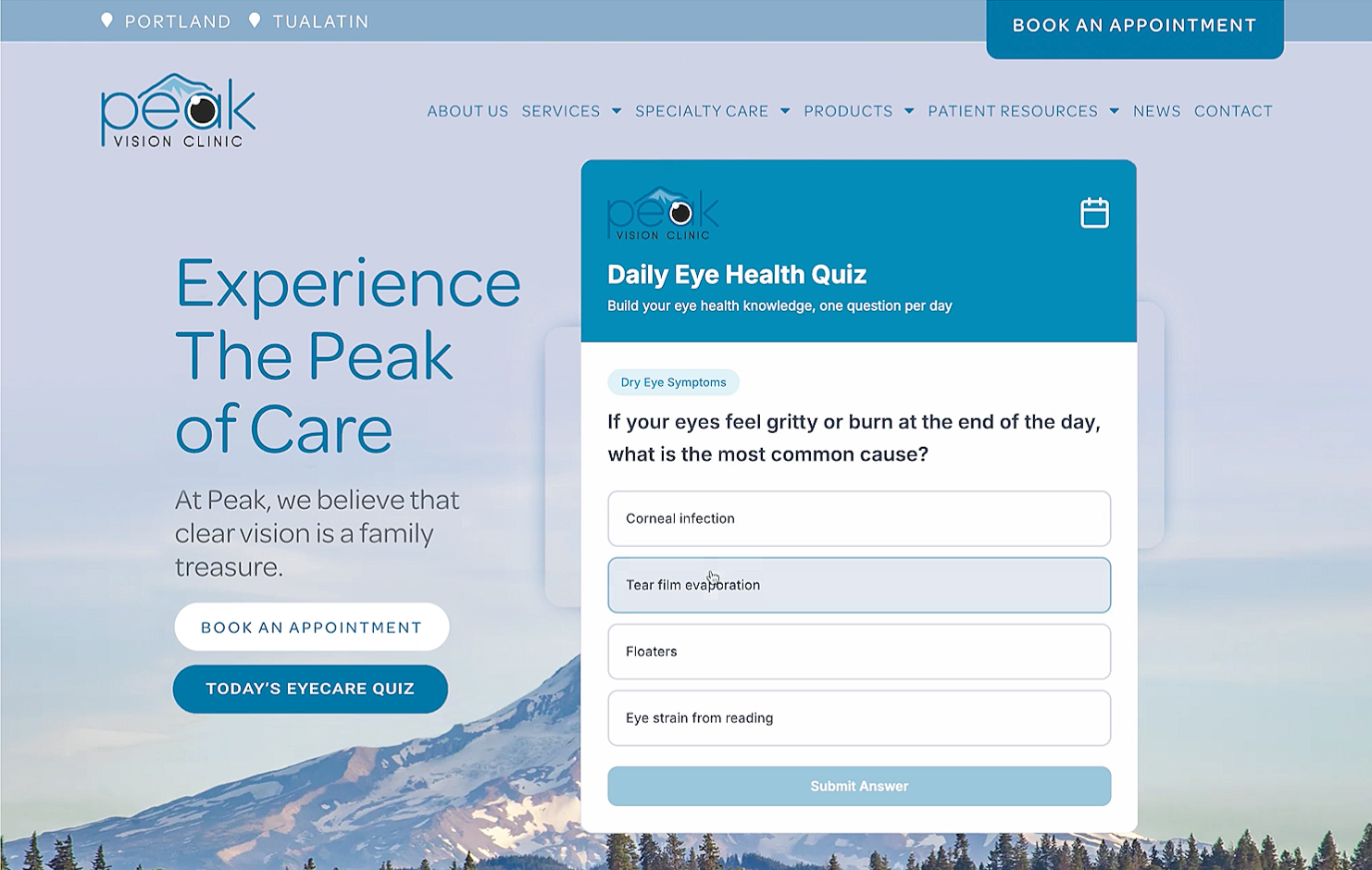 Peak Vision and Eyes on Broadway customer engagement and SEO example