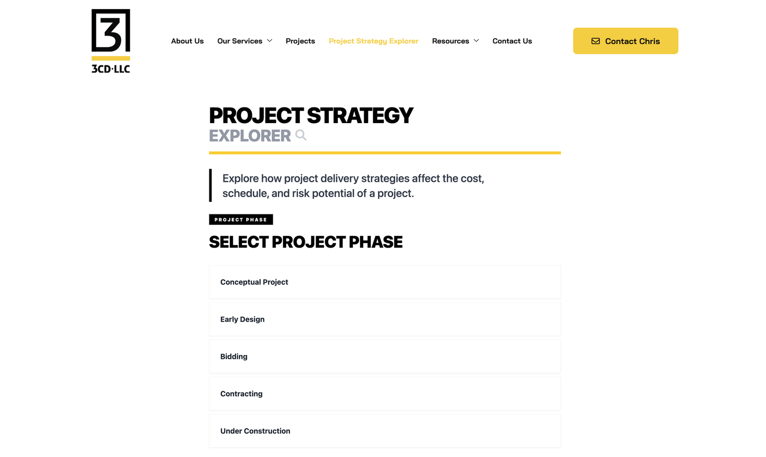 Project Strategy Explorer custom calculator and decision support tool example