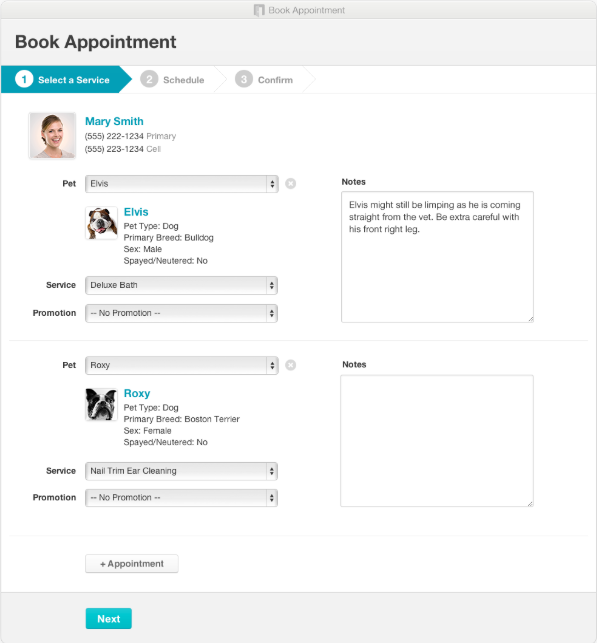 fetch booking appointments