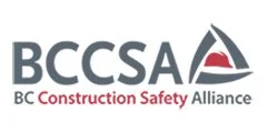 Logo of the BC Construction Safety Alliance with the initials BCCSA and a stylized red and gray triangle