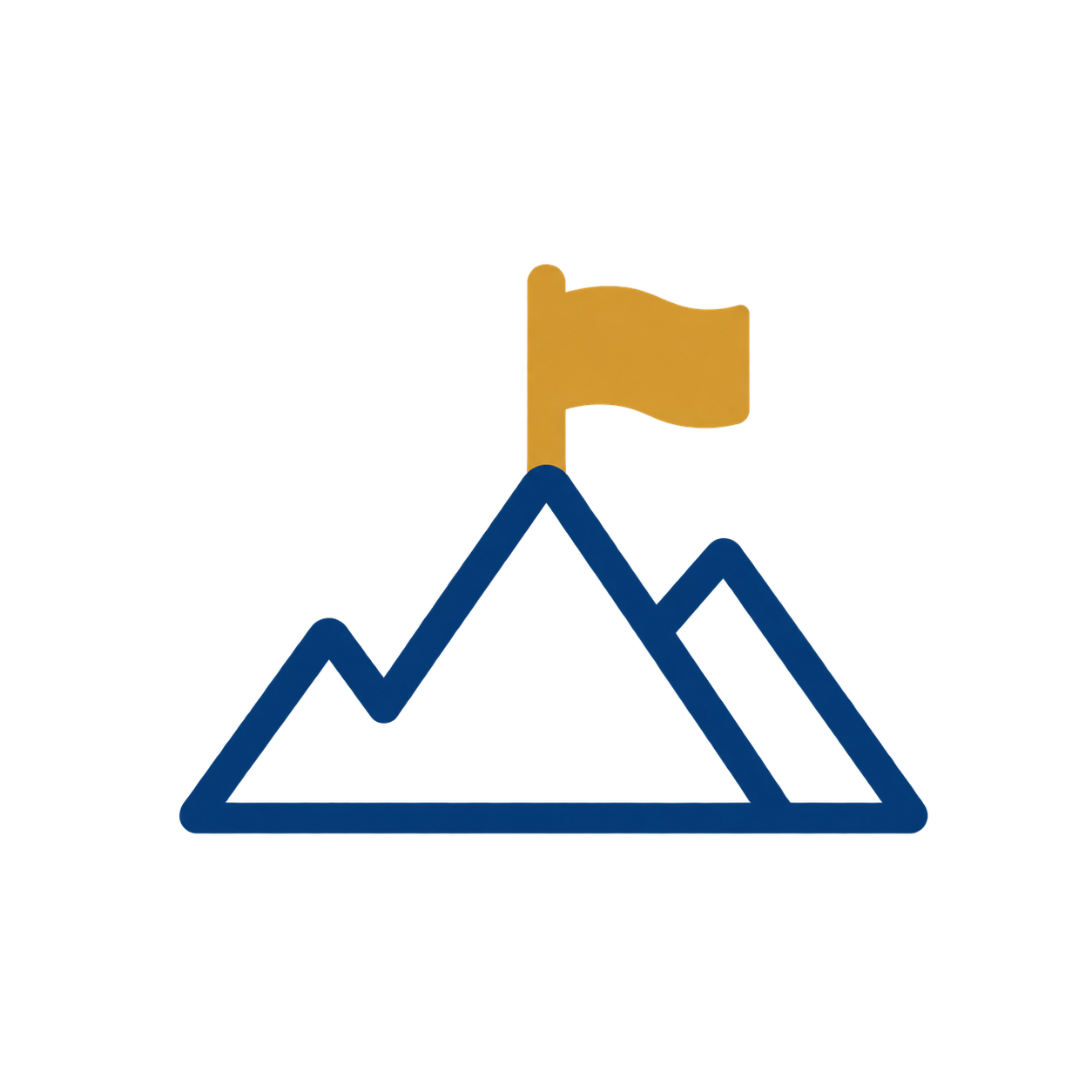 Outline of a mountain with a yellow flag at the peak.