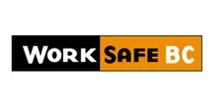 Logo with the words 'WORK SAFE BC' in black, orange, and white colors.