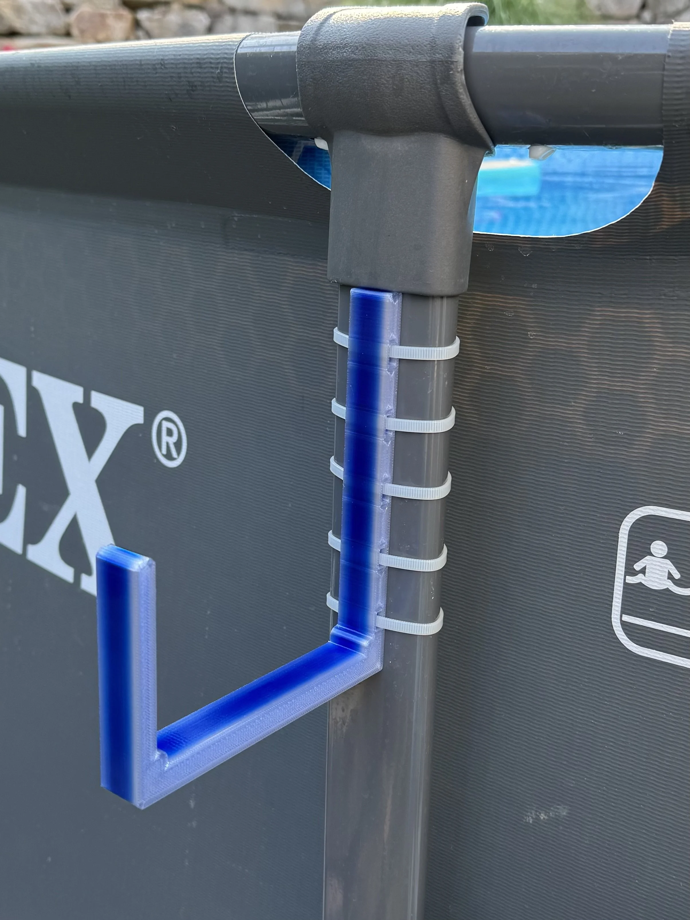 Intex Bestway Coleman Above Ground Pool Accessory Hooks for Goggles Towels Skimmer Nets Hoses & Poles 4 Pack Zip Ties Included Gradient Blue and Clear
