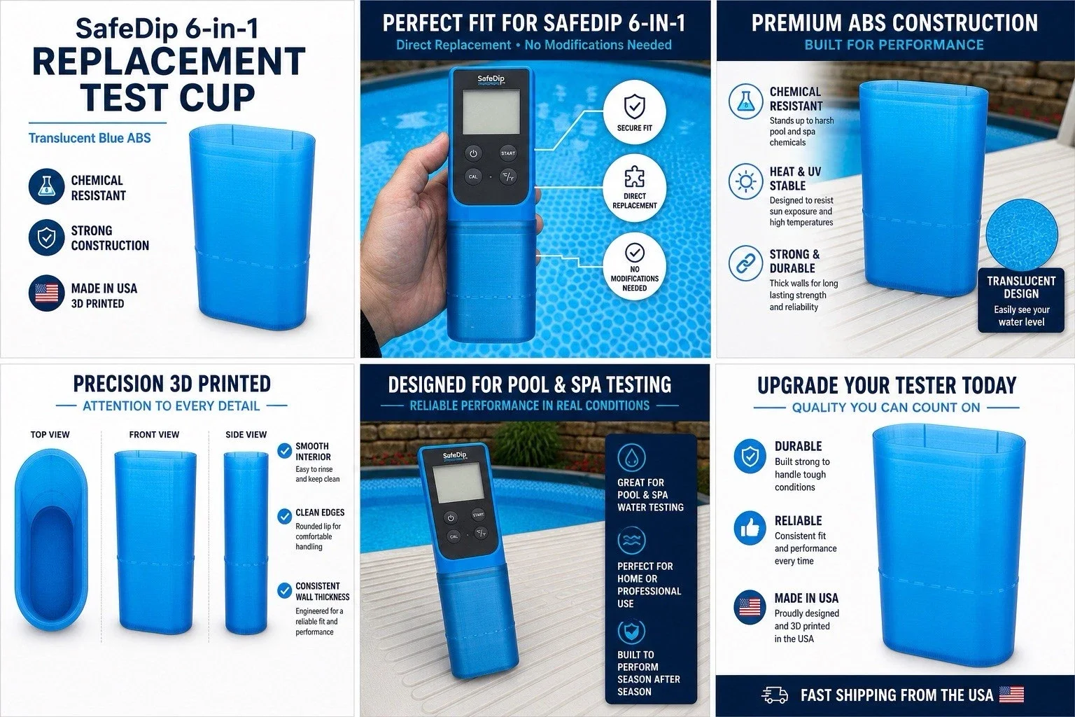 SafeDip 6-in-1 Replacement Cup for Pool & Spa Water Testing
