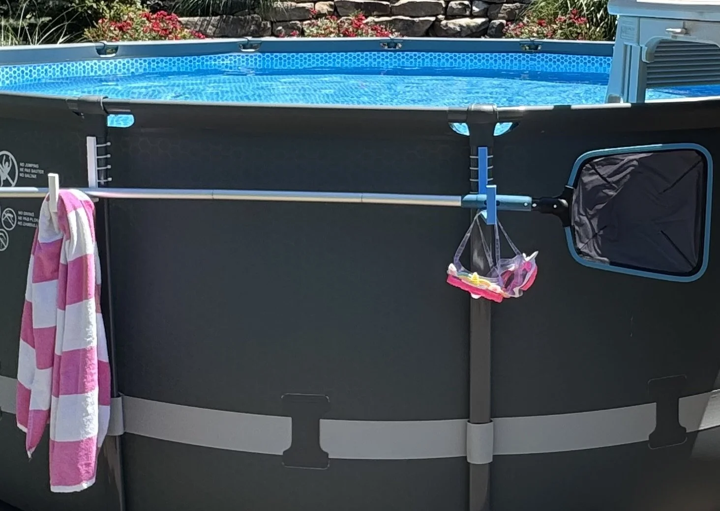 Intex Bestway Coleman Above Ground Pool Accessory Hooks for Goggles Towels Skimmer Nets Hoses & Poles 4 Pack Zip Ties Included