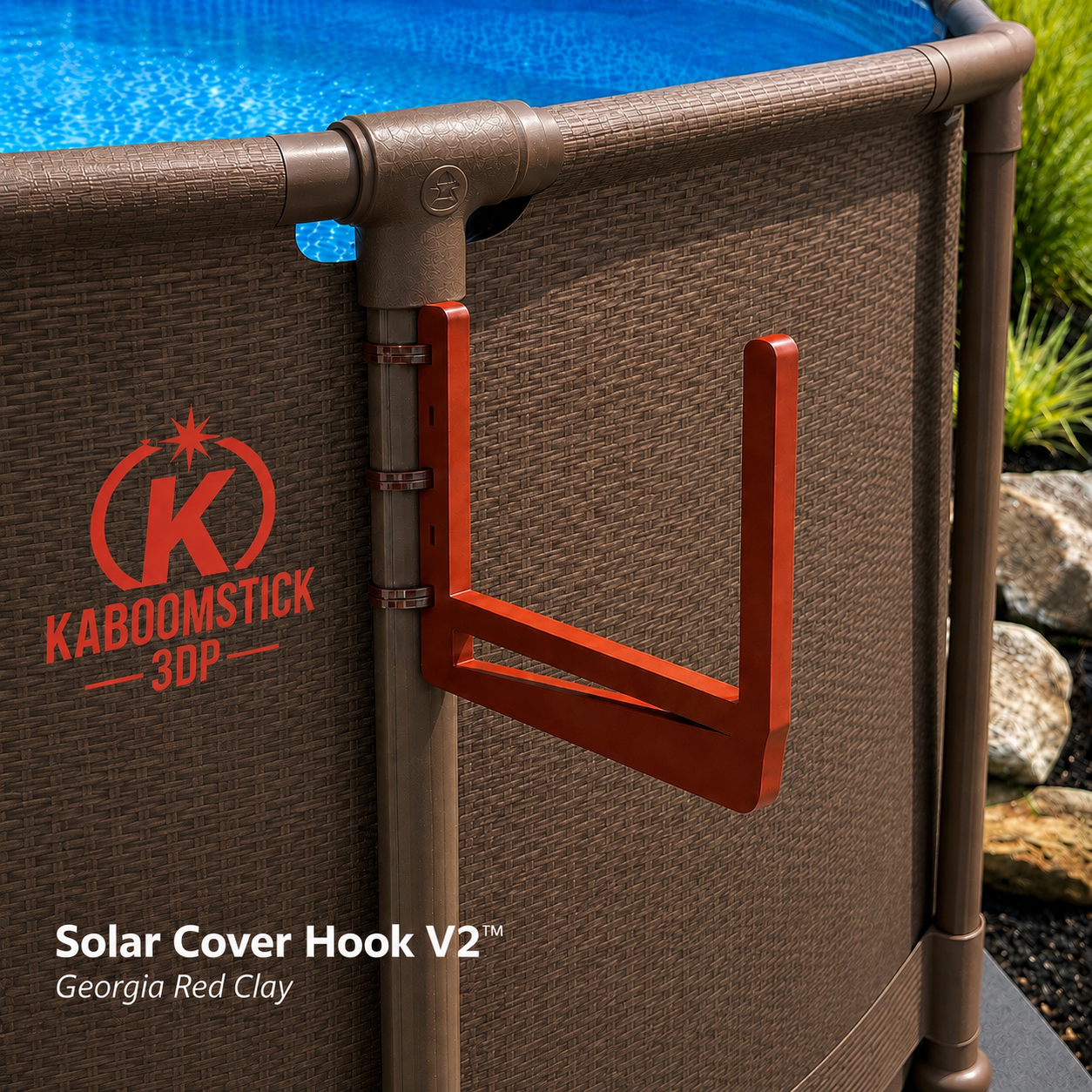 Solar Cover Hook V2™ 4 Pack | Above-Ground Pool Solar Cover Storage Hooks | 10’–16’ Round Pools