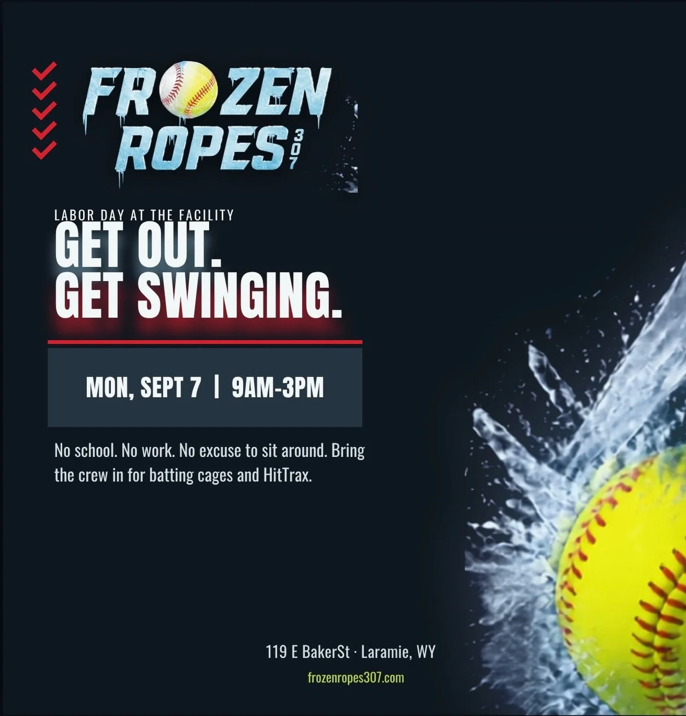 Looking for an excuse to get out of the house on Labor Day? We are open from 9am-3pm. Book a cage with HitTrax and get your friends and family out for Home Run Derby or Head to Head games. See you there!