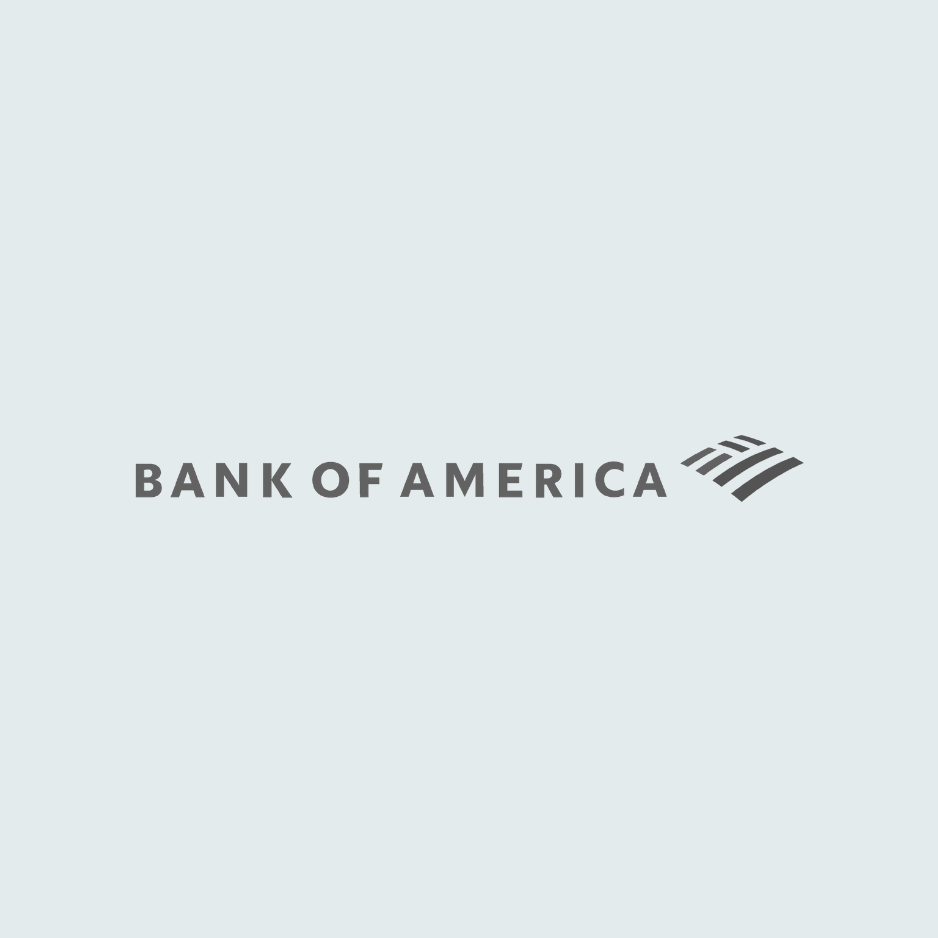 Bank of America logo. Past clients include Bank of America employees.