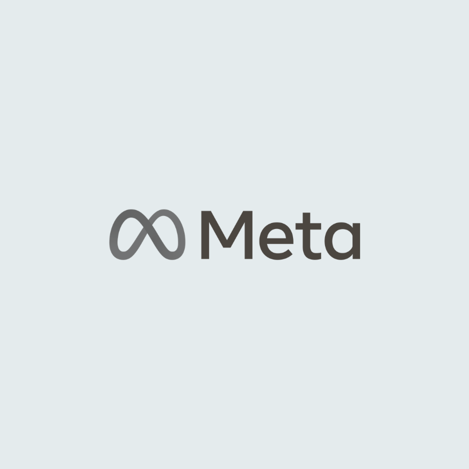 Meta logo. Past clients include Meta and Facebook employees.