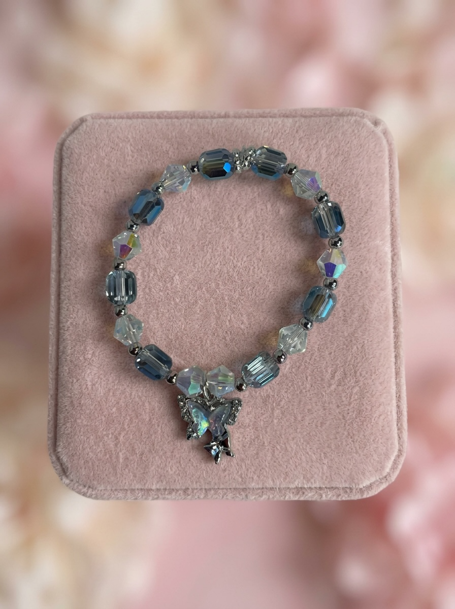 Midnight Blue Butterfly Crystal Bracelet
