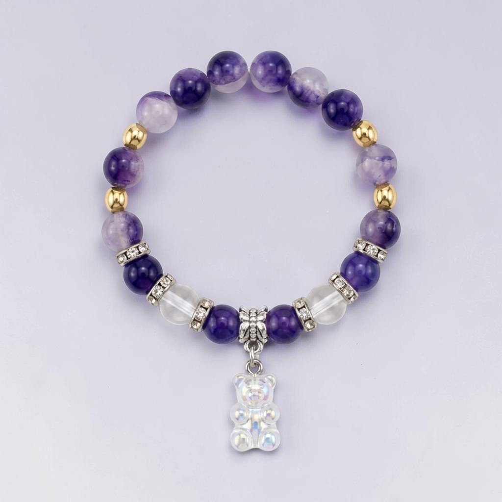 DIY Purple Teddy Bear Charm Bracelet Kit