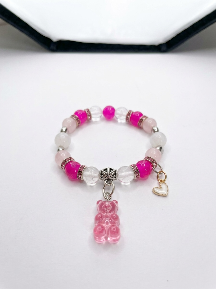 DIY Pink Teddy Bear Charm Bracelet