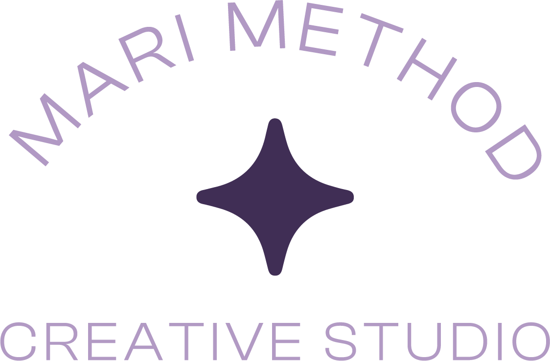 Logo with text 'Mari Method Creative Studio' arranged in a circle with a stylized star in the center.