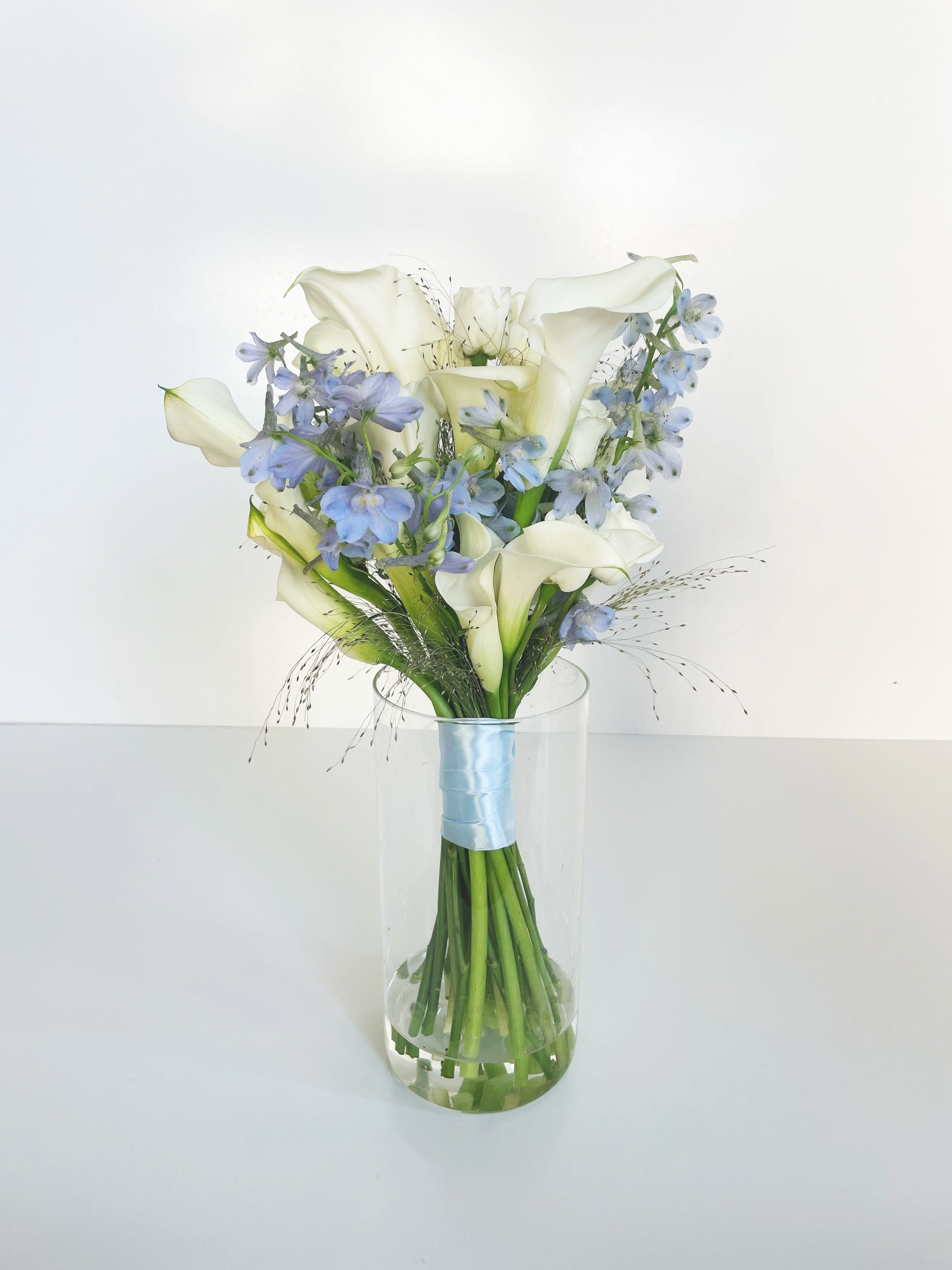 Blue and white bridal bouquet for a Santa Barbara elopement