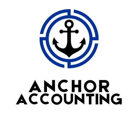 A logo featuring a black anchor inside a circular maze design, with the text 'ANCHOR ACCOUNTING' below in bold capital letters.