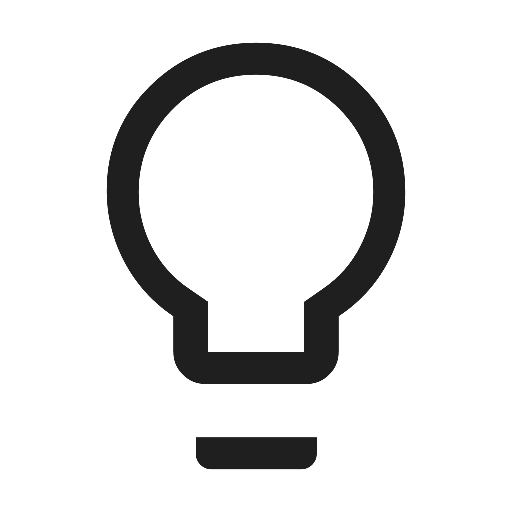 Icon of a light bulb with a circular outline.