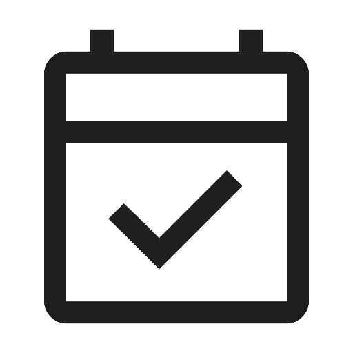 Calendar icon with a checkmark on it.