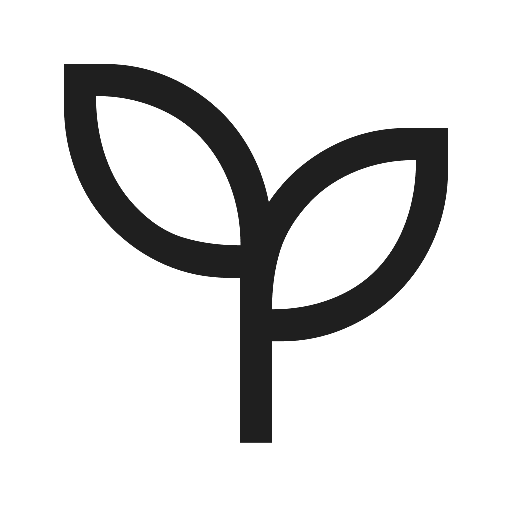 Black silhouette of a young plant with two leaves.