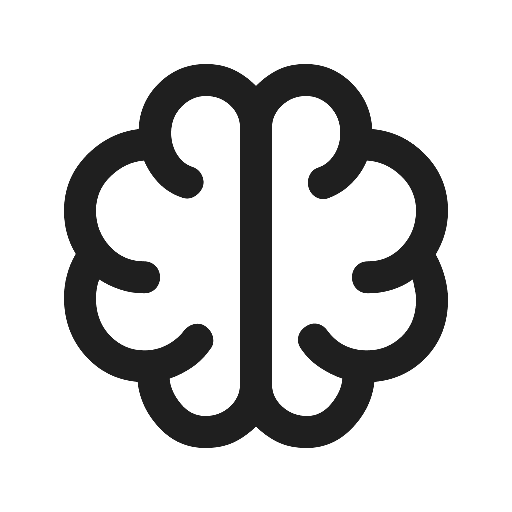 Icon of a human brain in black on a dark background