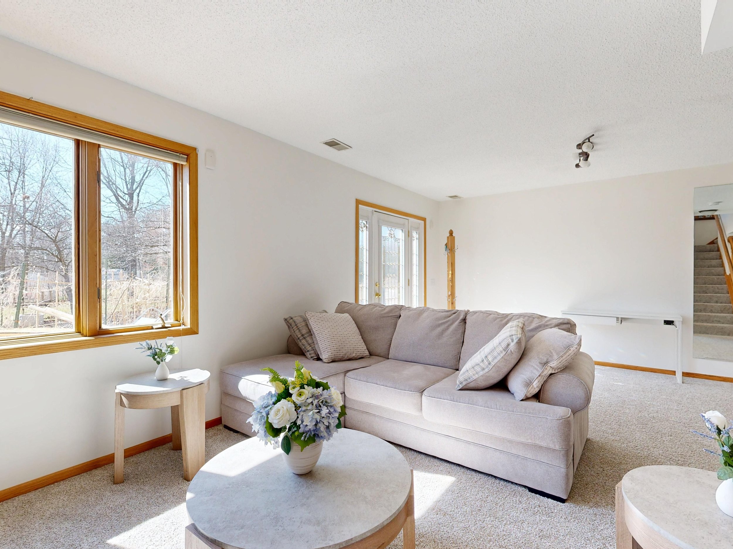 A spotless living room after a professional home cleaning in Denver, CO.