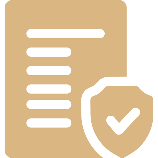 Documento con un escudo y una marca de verificación