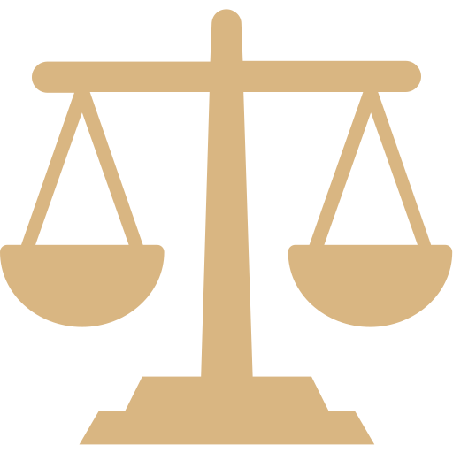 Balanzas de justicia en tono beige sobre fondo negro.