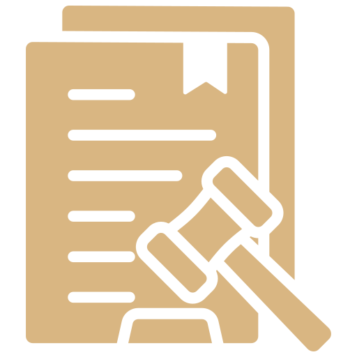 Documento con sello y martillo de juez
