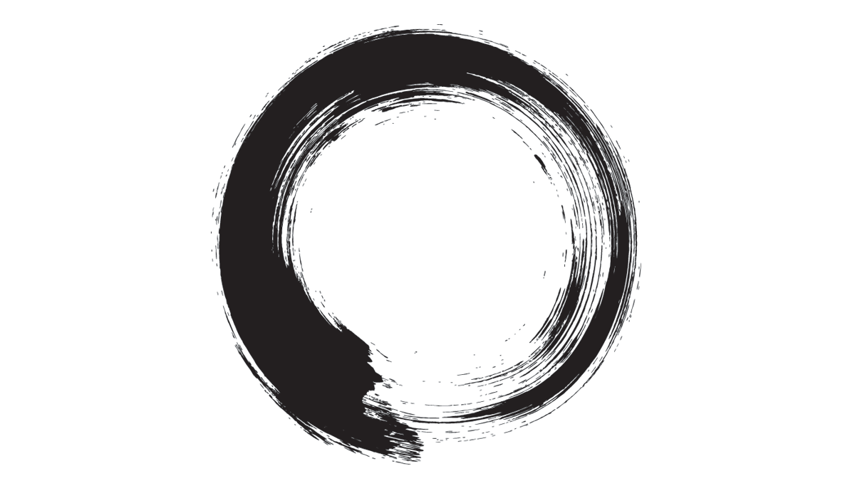 Calligraphic brushstroke rendering of the Japanese Zen concept of Ensō, which translates to "circular form" and represents the Zen Mind.