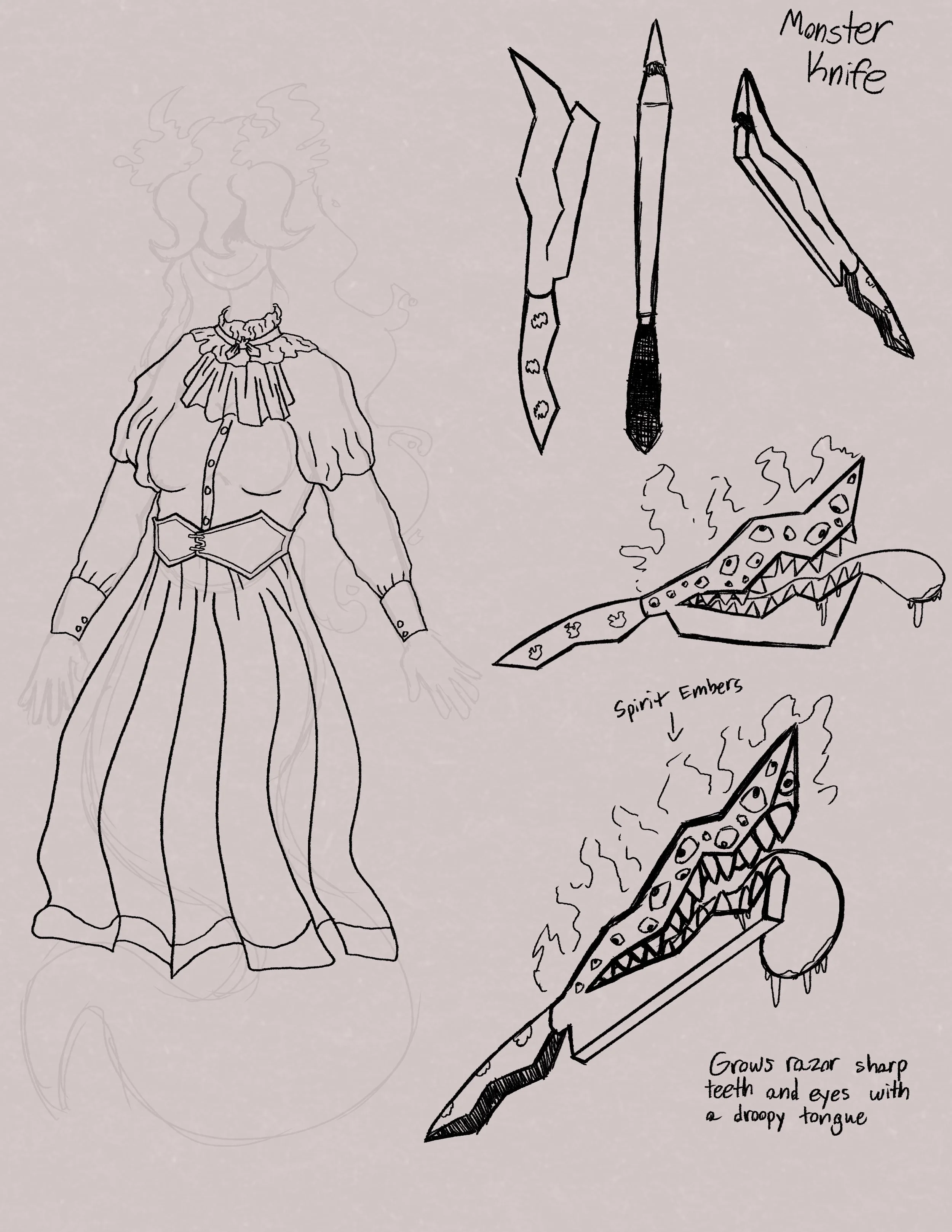 Lucy Clothes and Weapon Concepts