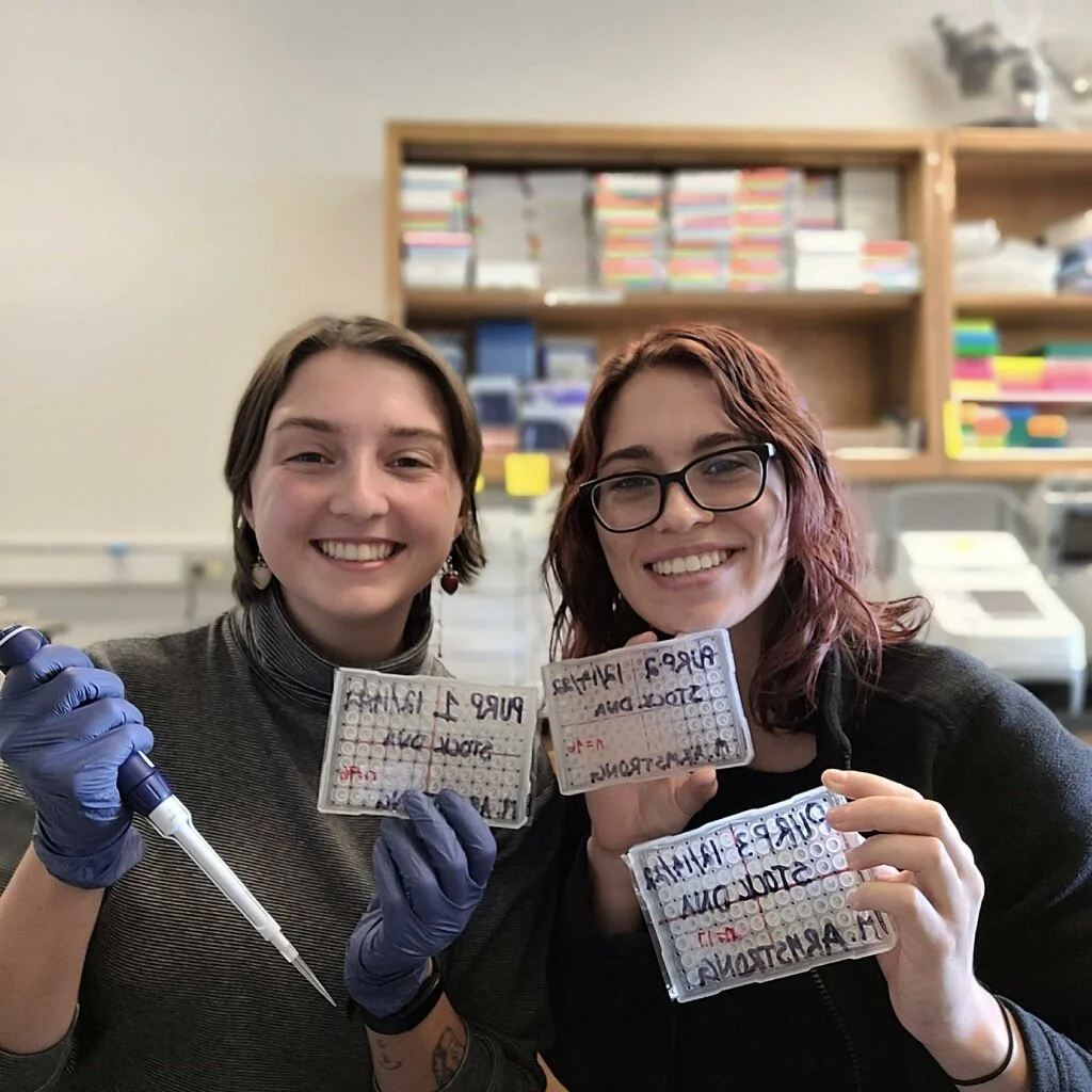 Rebecca and I proud of completing our lab work!