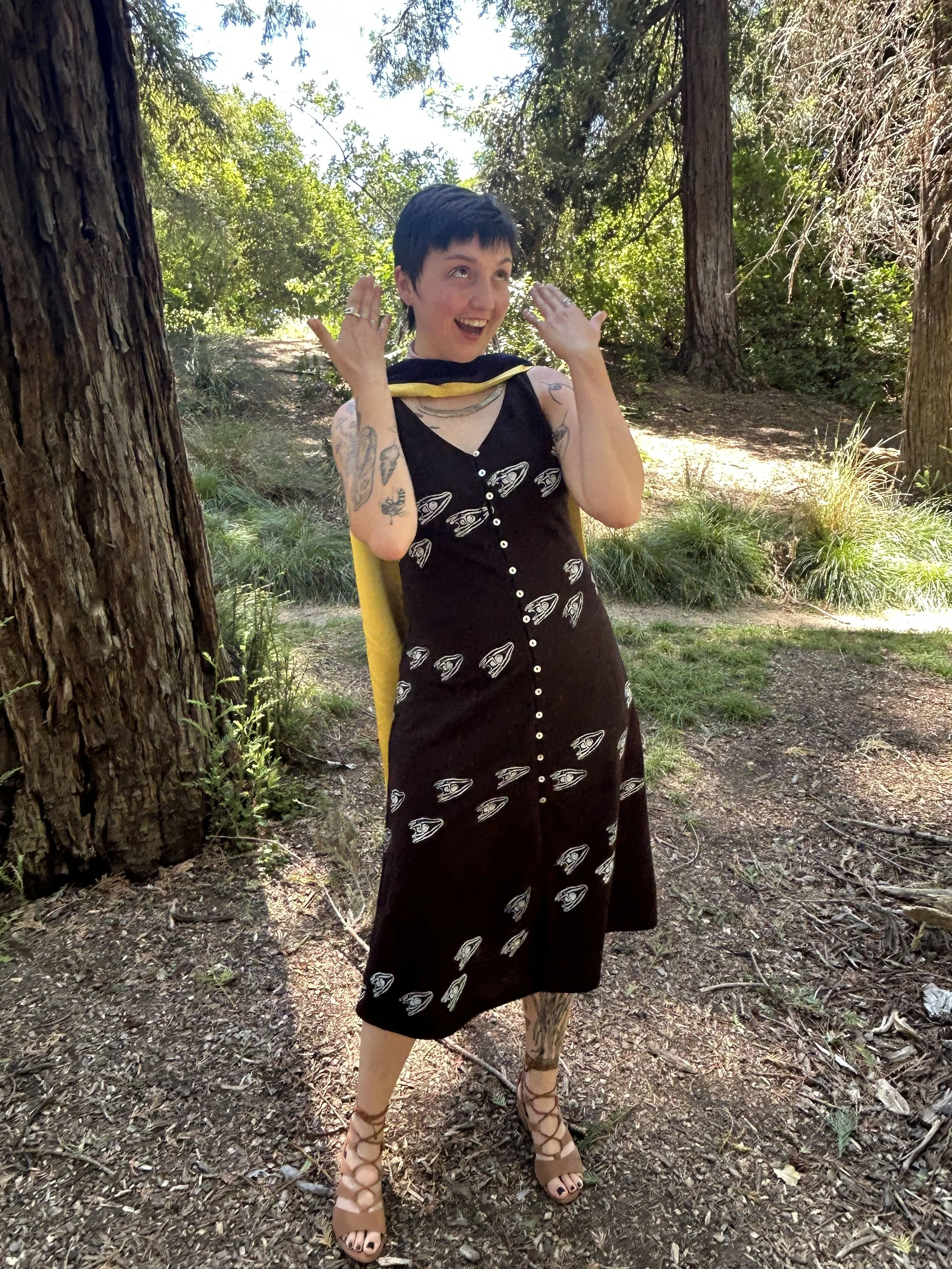 Larvae-printed dress for graduation day!