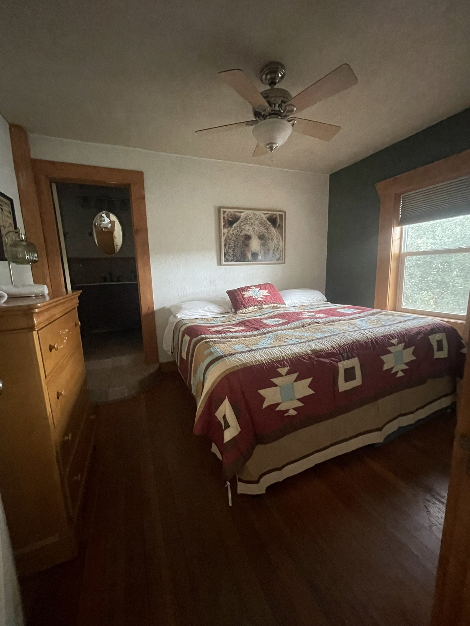 The entire historic Spruce lodge now available to rent for larger families and church groups with multiple bedrooms, gameroom, dining room and kitchen .